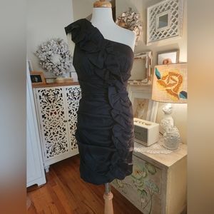 Betsy & Adam by Linda Bernell Ruched One Shoulder Cocktail Dress Size 12 NWT